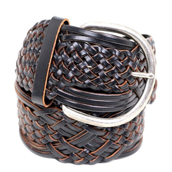 BRAIDED WOVEN BROWN BONDED LEATHER 2"Wd CORSET DRESS CASUAL WOMEN'S BELT S (B60 - Picture 2 of 12